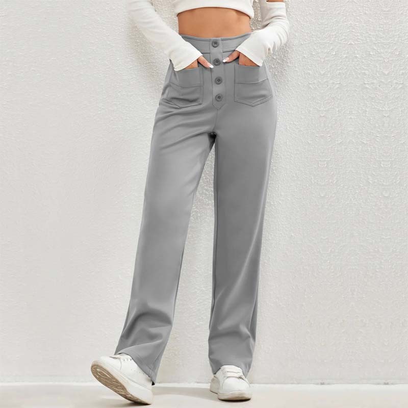 Multiple Pockets Straight Leg Casual Pants