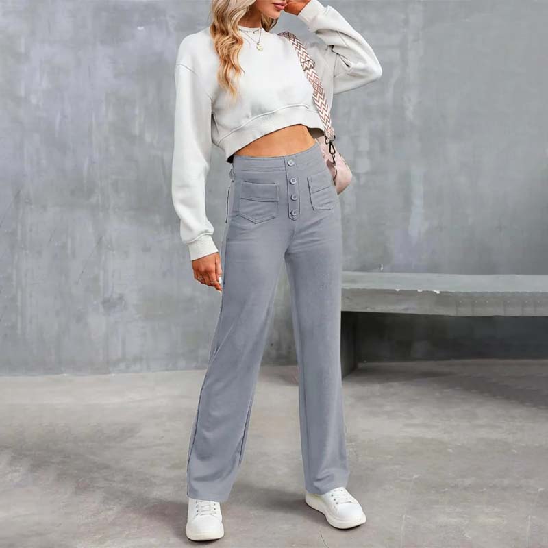 Multiple Pockets Straight Leg Casual Pants