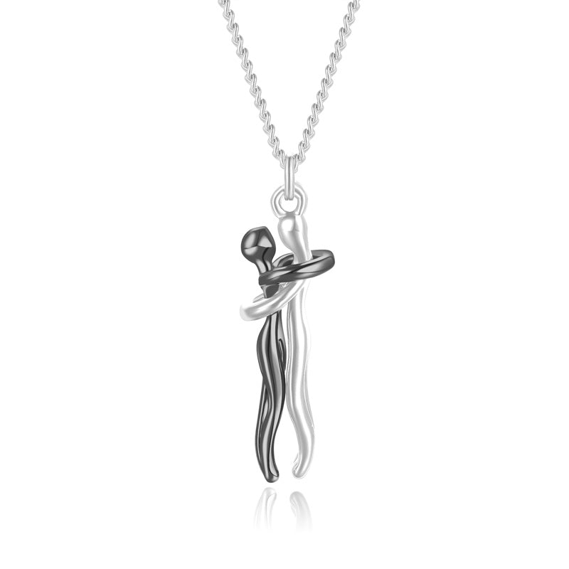 Couple hugging necklace