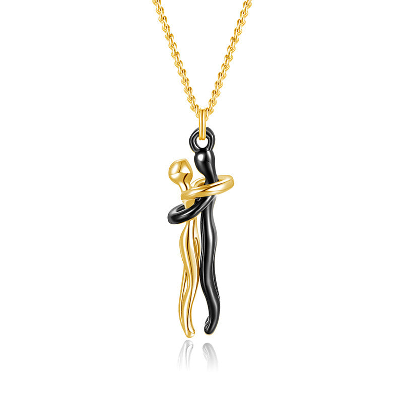 Couple hugging necklace