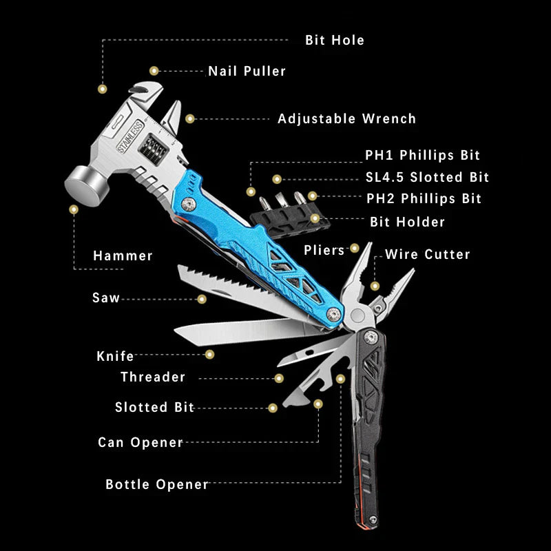 Multifunctional Stainless Steel Folding Ball Peen Hammer